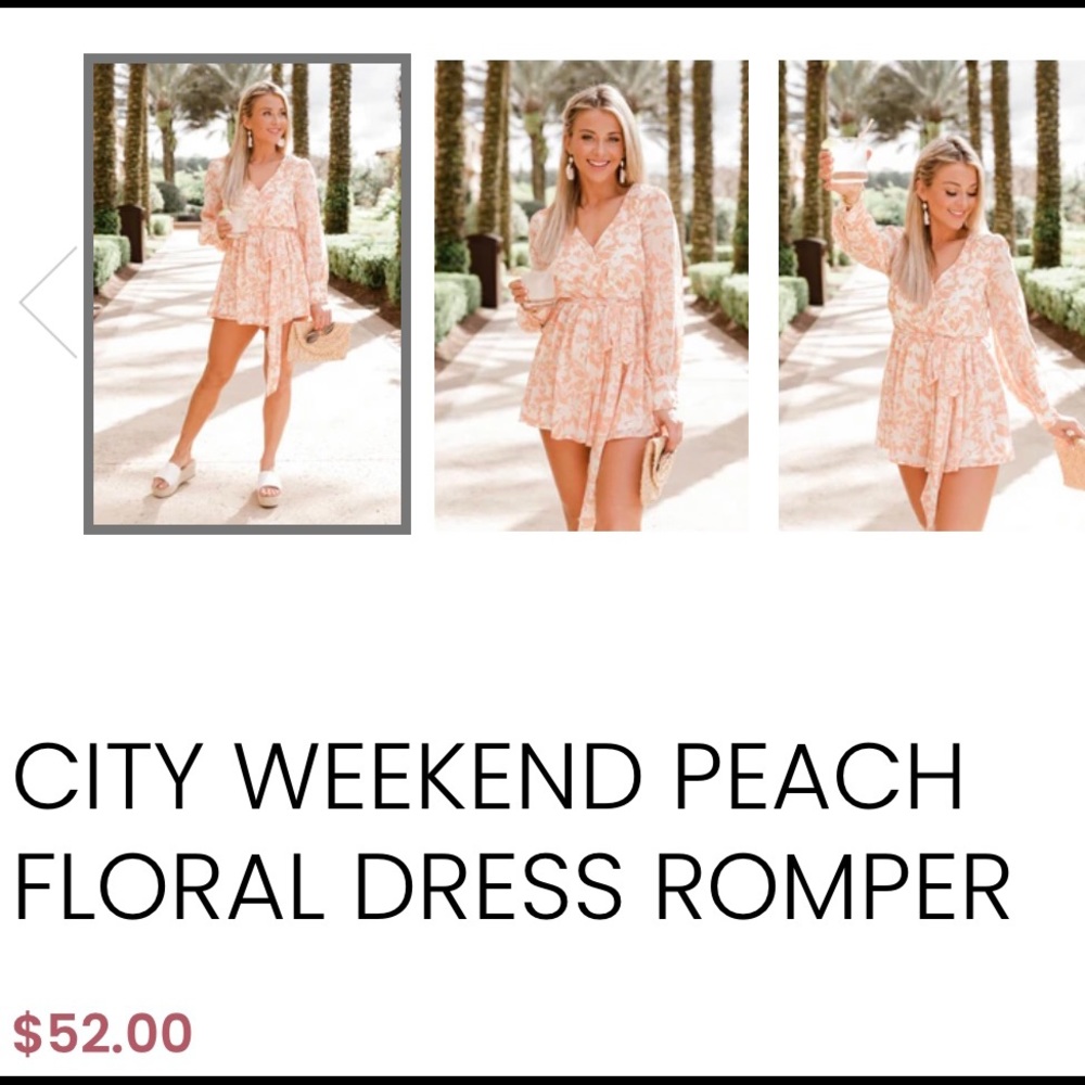 City Weekend Peach Floral Dress Romper (NEW)